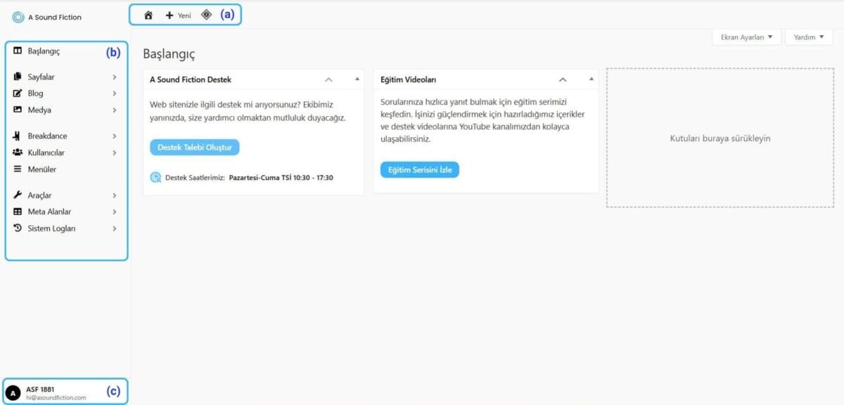 Admin Panel Bolumleri