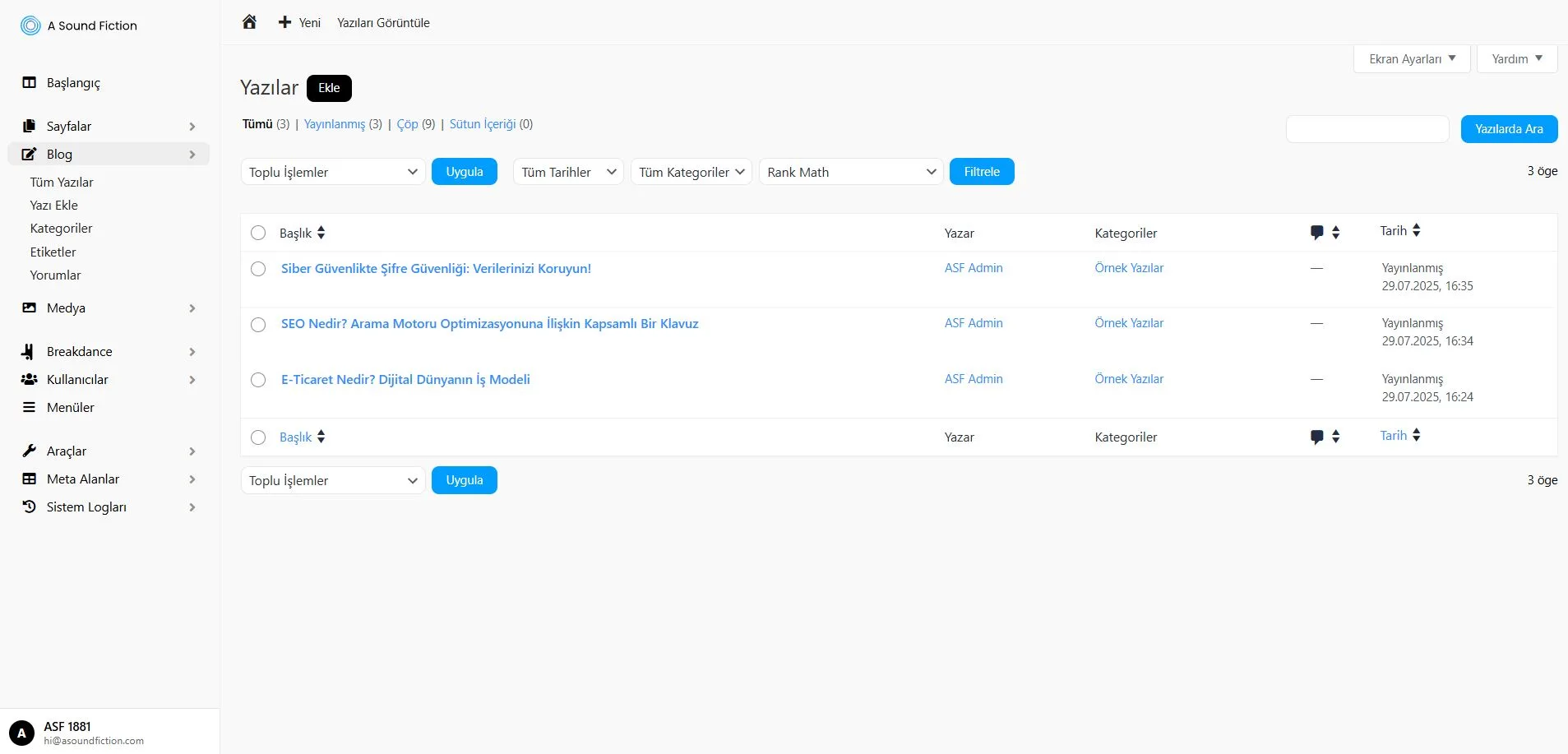 Blog Paneline Genel Bakis