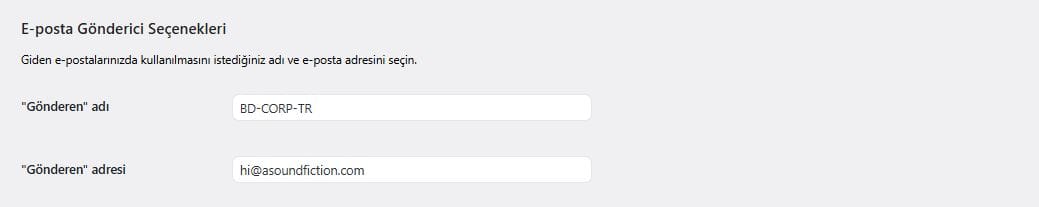 Bolum 11 WooCommerce E postalar E posta Gonderici secenekleri