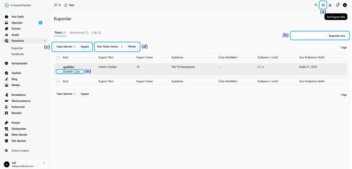 Bolum 5 Pazarlama Kuponlar Paneli Yapabileceklerimiz