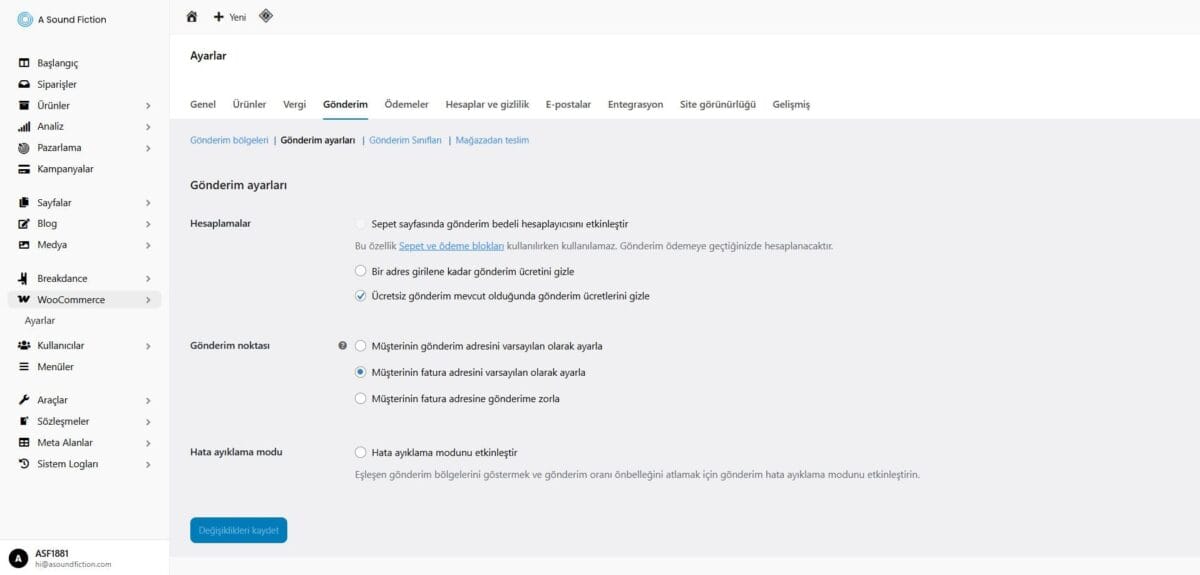 Gonderim ayarlari paneli 1