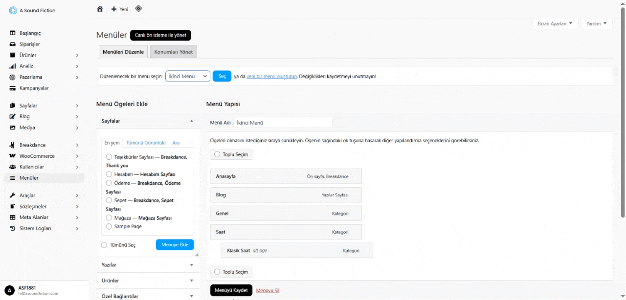 Menuler Birden Fazla Menude Secim 1