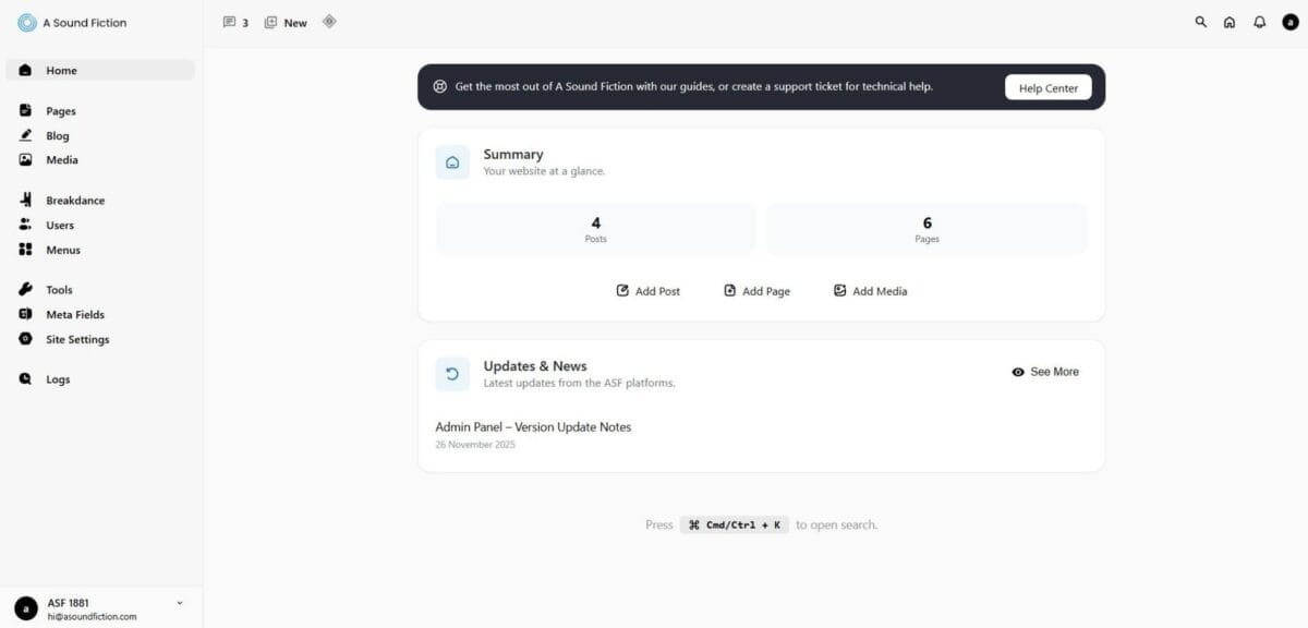 New Cms Admin Panel Sections