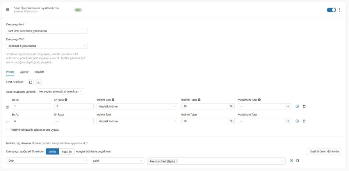 Saat Ozel Kademeli Fiyatlandirma 1