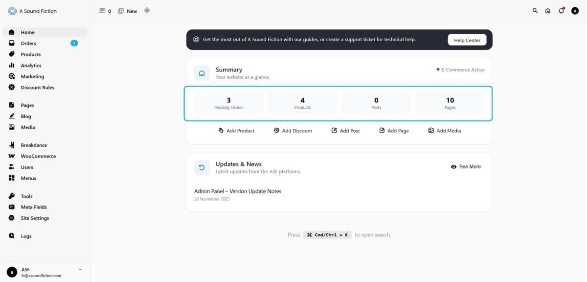 Section 1 Ecom Home Panel