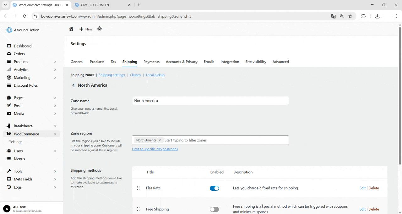 Section 11 WooCommerce Entering Shipping Costs for a Shipping Class