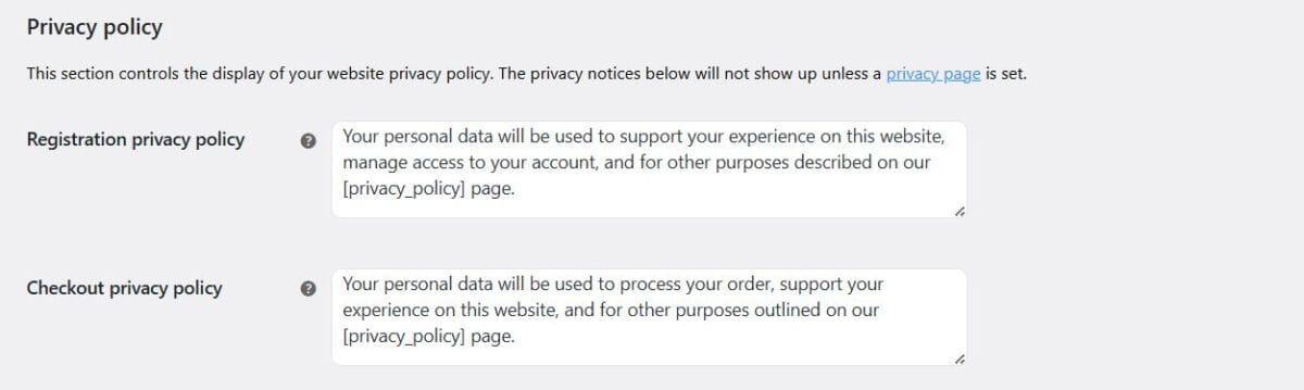 Section 11 WooCommerce Accounts and Privacy Privacy Policy