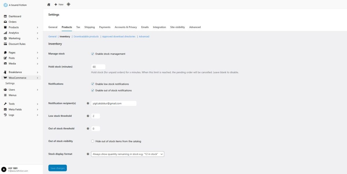 Section 11 WooCommerce Products Inventory Panel