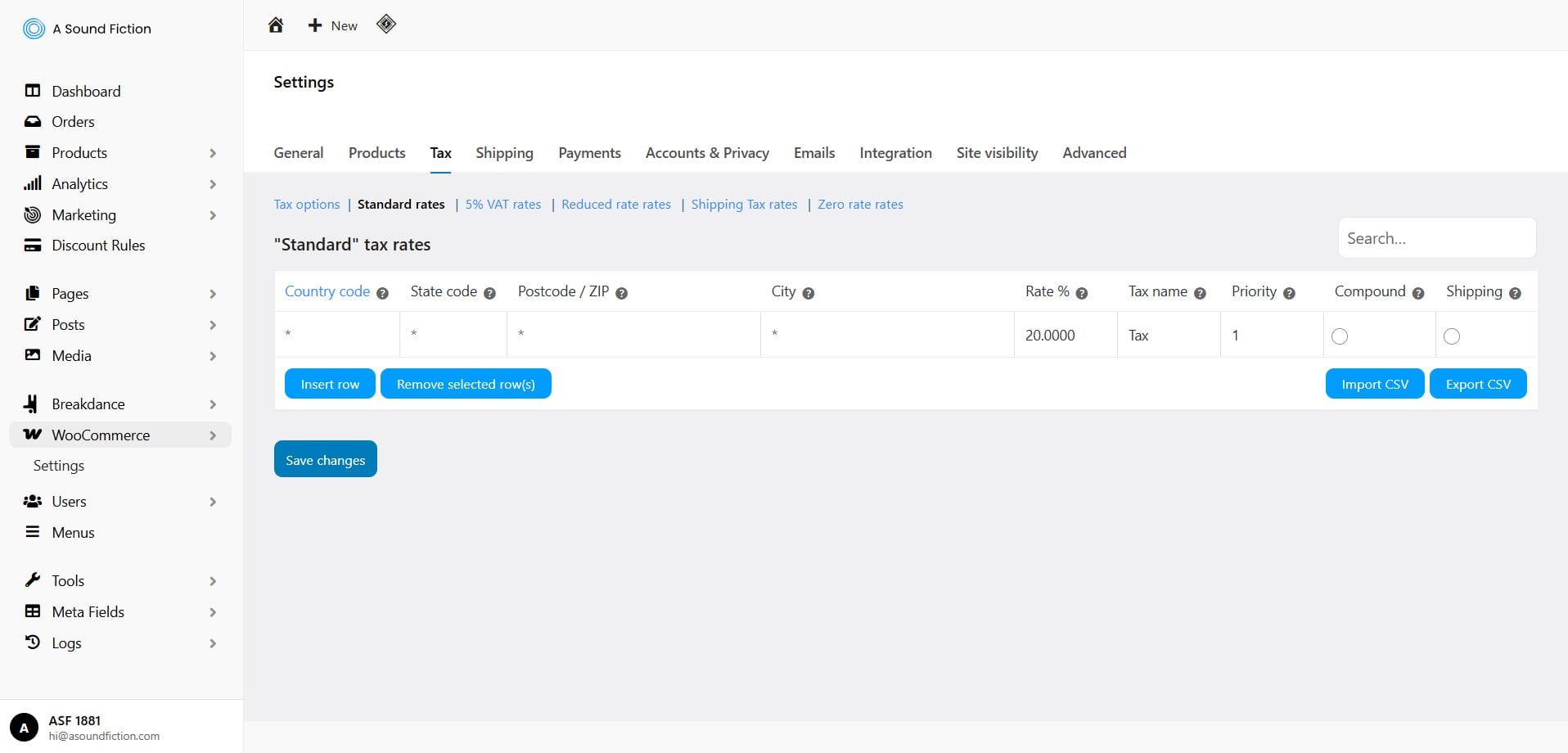 Section 11 WooCommerce Tax Rate Settings