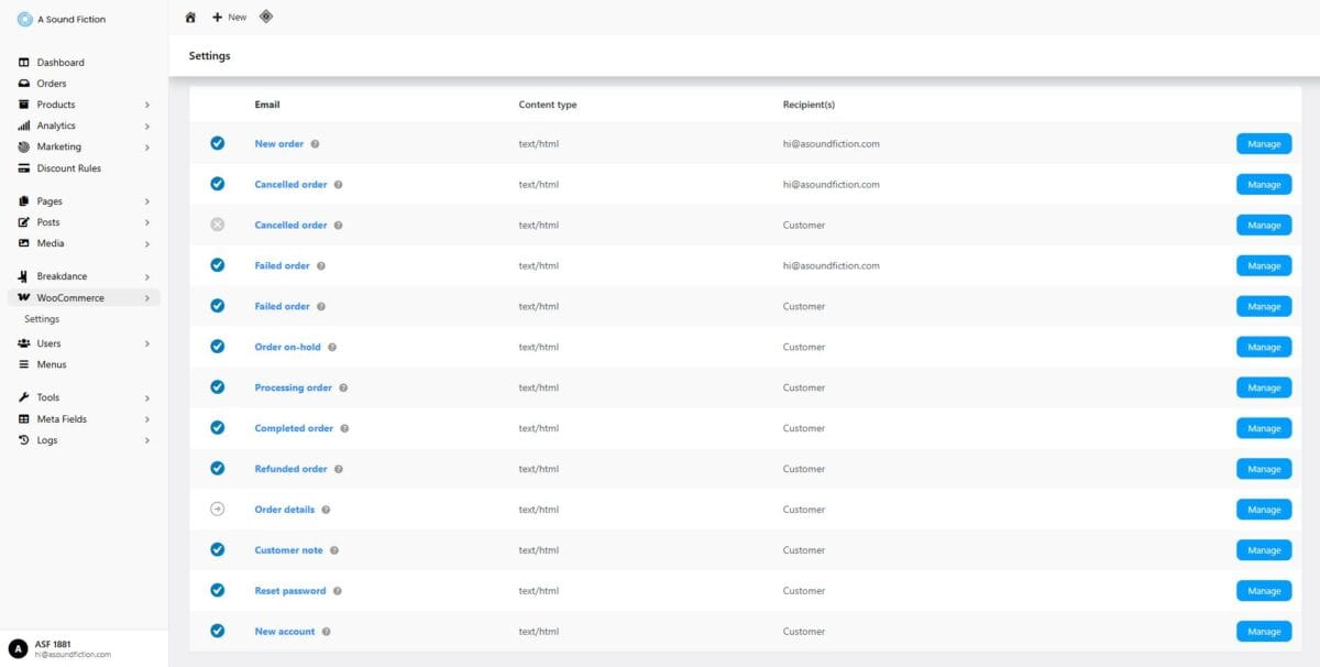 Section 11 WooCommerce Types of Email Notifications