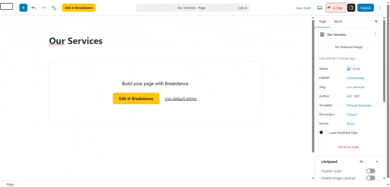 Section 2 Click the Edit in Breakdance button