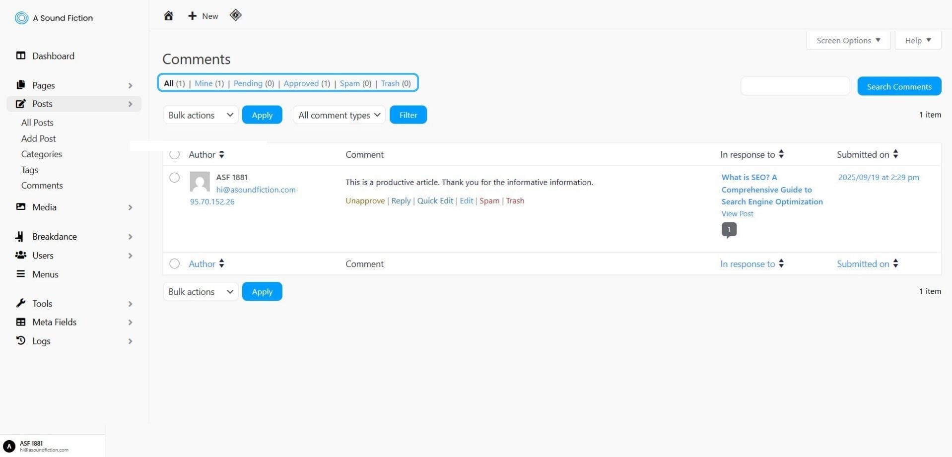 Section 3 Comments Status
