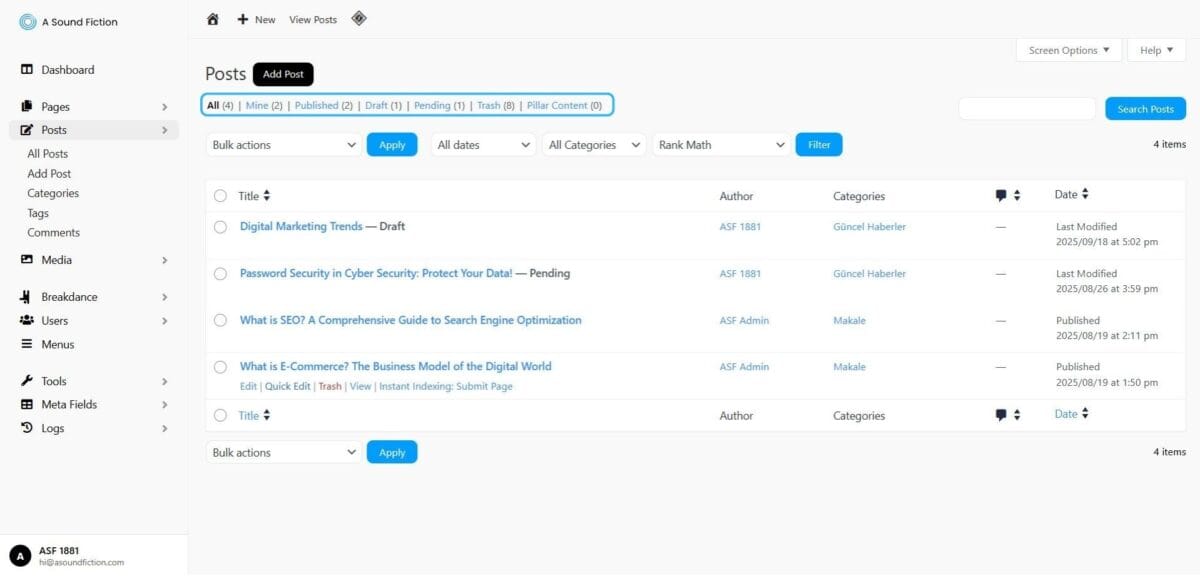 Section 3 Post Status