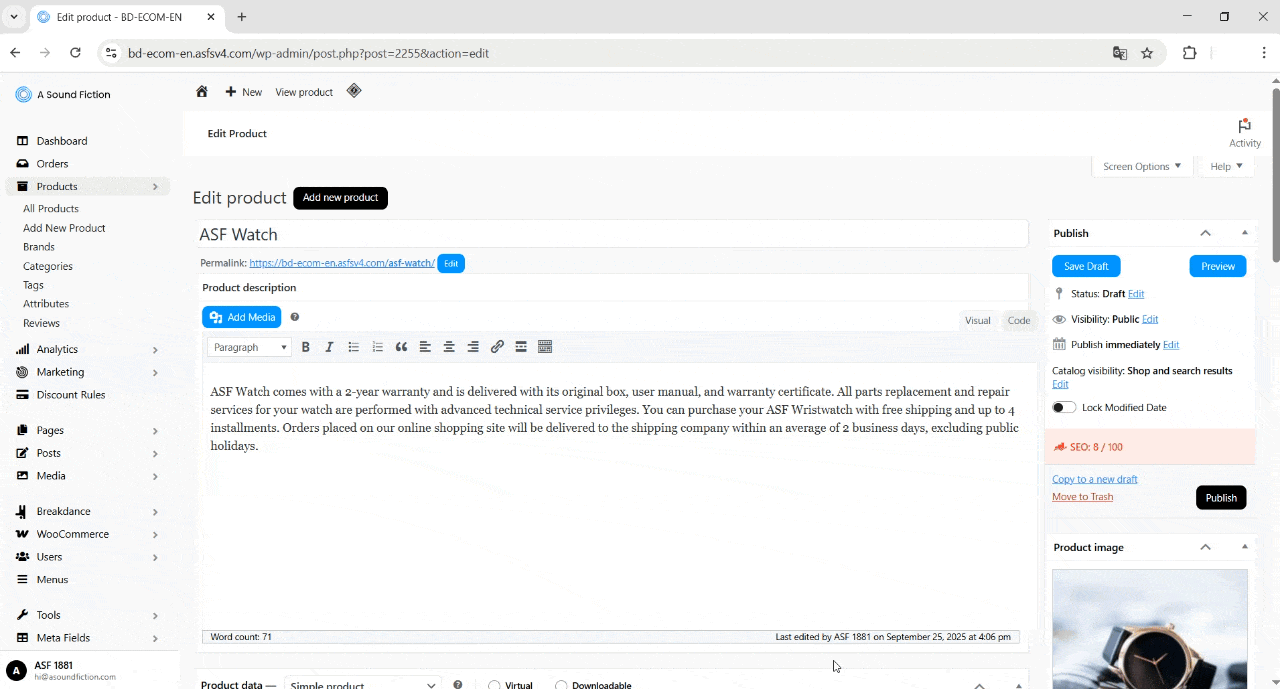 Section 3 Products Save Draft and Preview