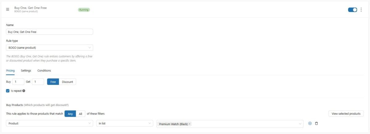 Section 6 Discount Rules BOGO Panel