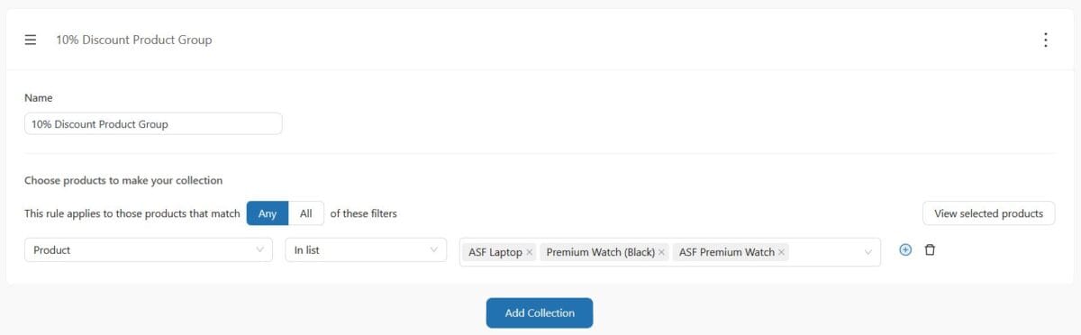Section 6 Discount Rules Product Collections