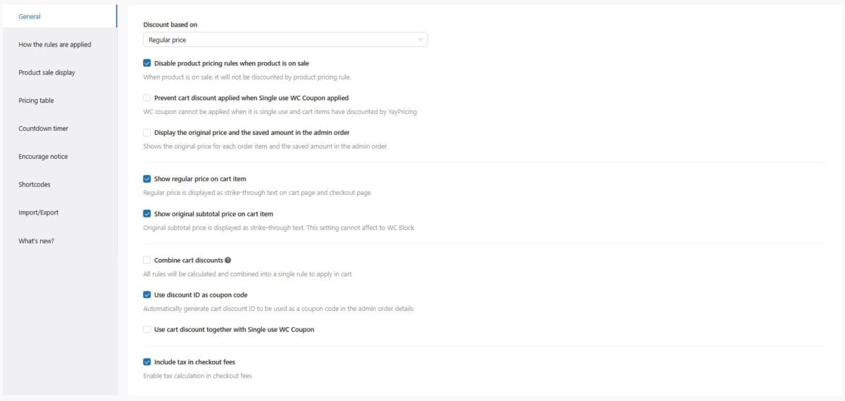 Section 6 Discount Rules Settings General