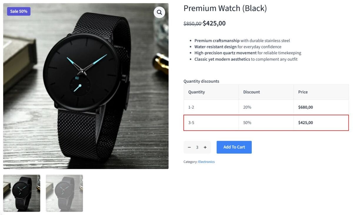 Section 6 Discount Rules Settings Pricing table 1