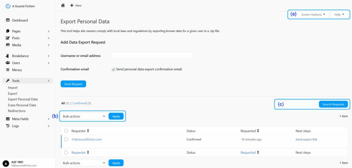 Section 8 Exporting Personal Data What We Can Do with the Panel
