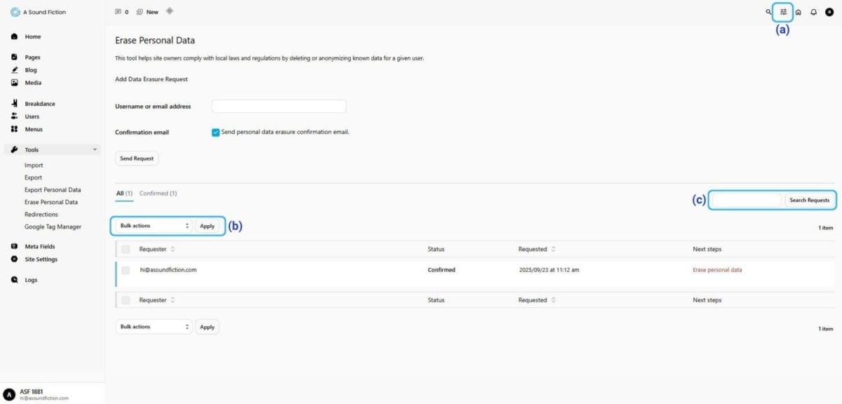 Section 8 What We Can Do with the Erase Personal Data Panel. 1