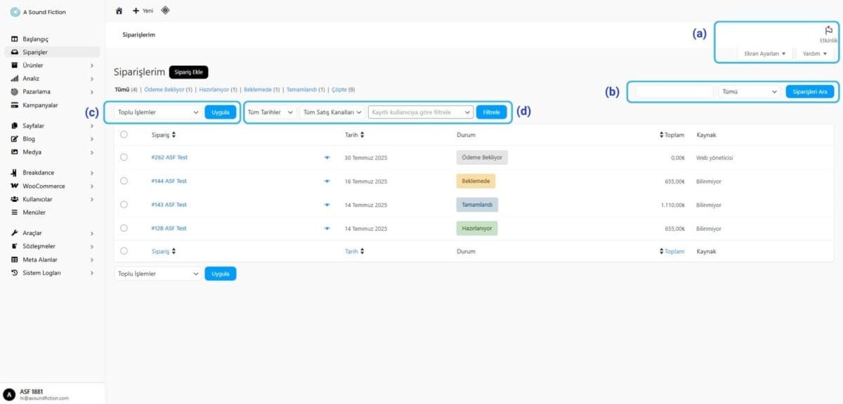 Siparislerim Panelinde Yaptiklarimiz 1