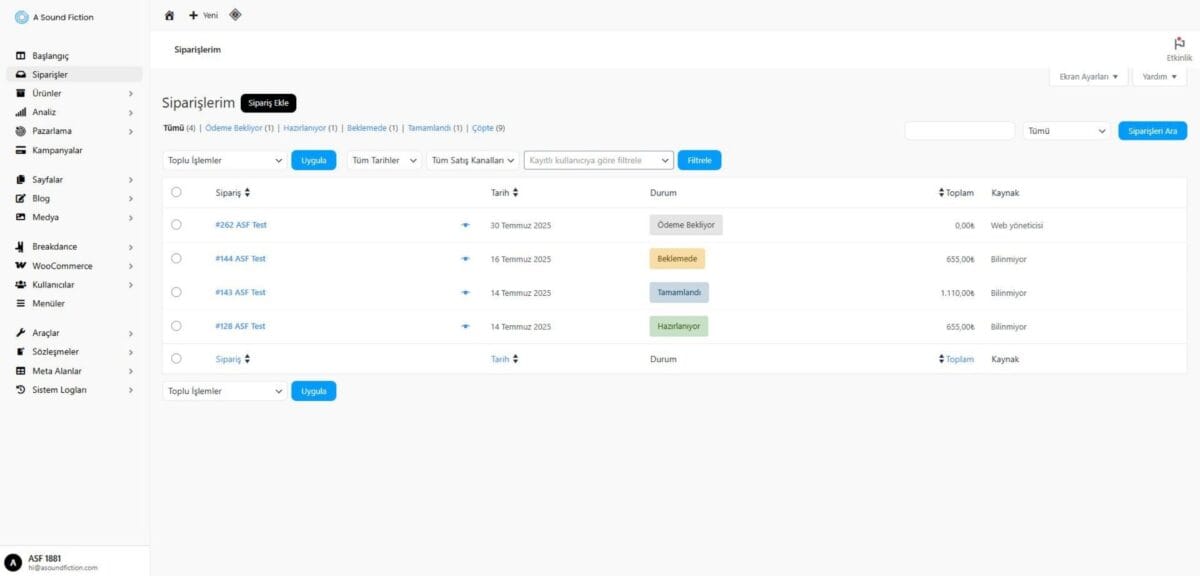 Siparislerimiz Paneli 1