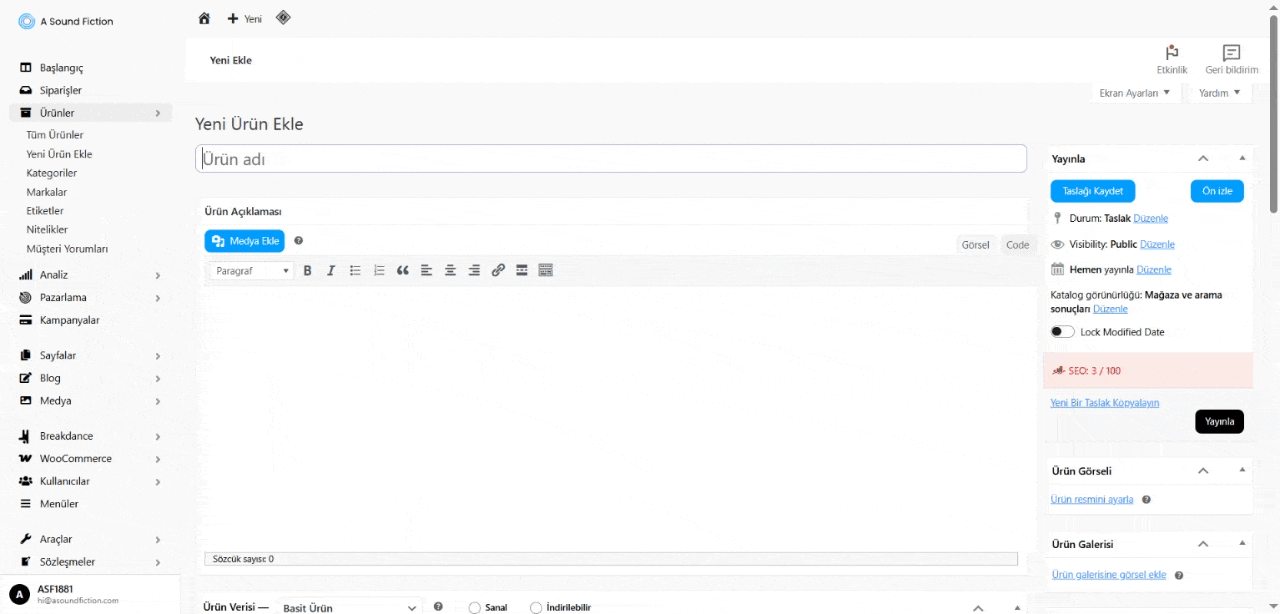 Urun Adi ve Aciklamalarinin Girimi 1