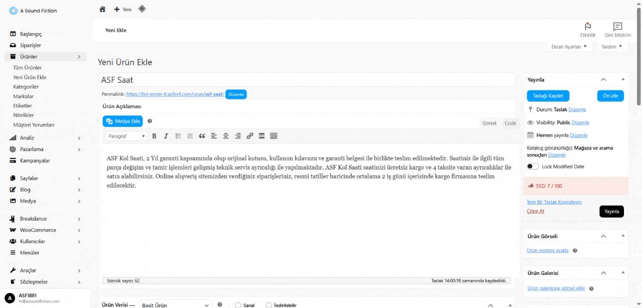 Urun Verisini Girme 1
