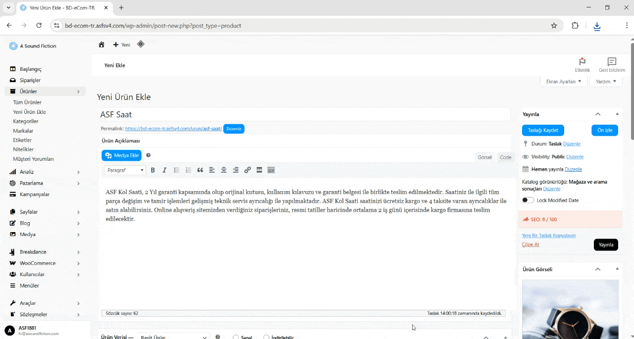 Urunleri Taslak Olarak Kaydetme ve Onizleme 1