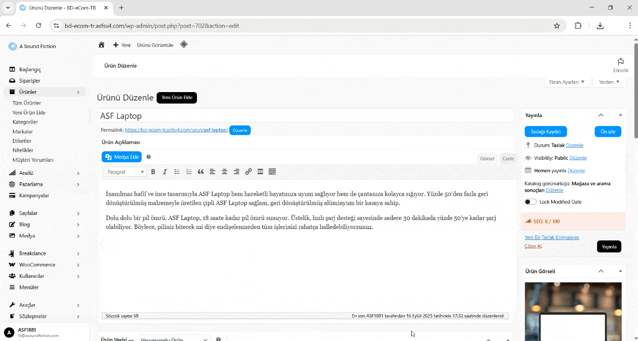 Urunu Taslak Olarak Kaydetme ve On Izleme 1