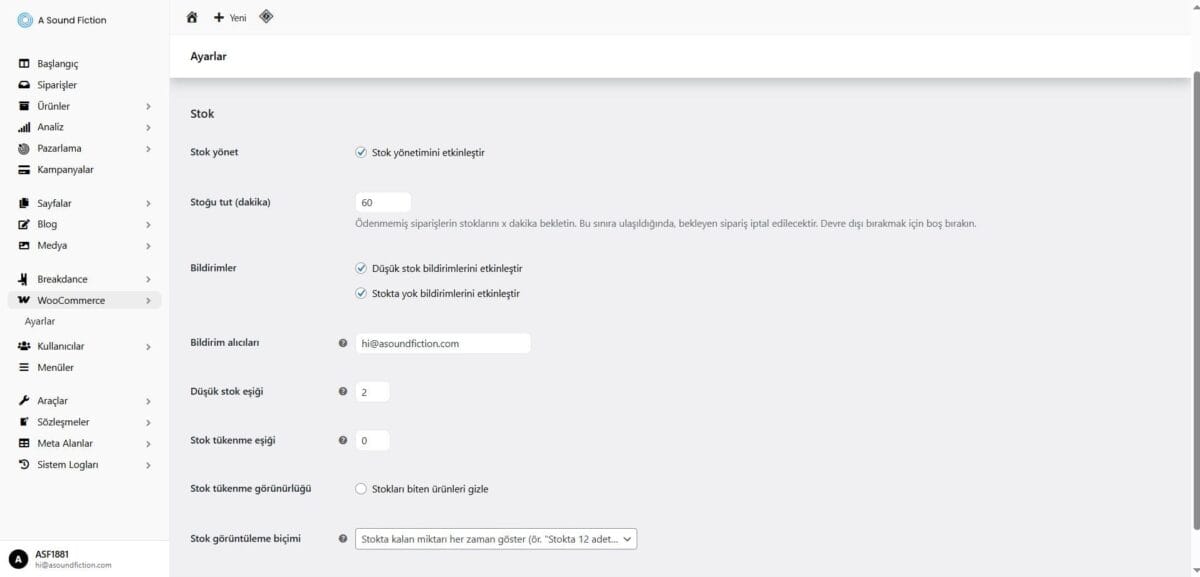 Woocommerce Urunler Stok Paneli 1