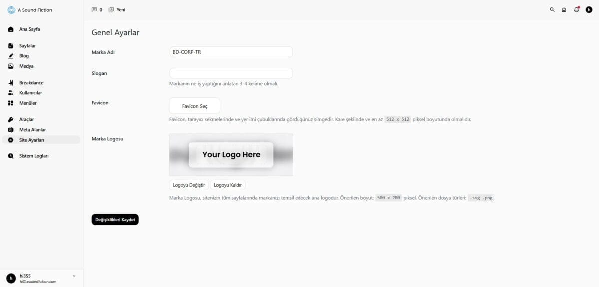 Bolum 11 Site Ayarlari